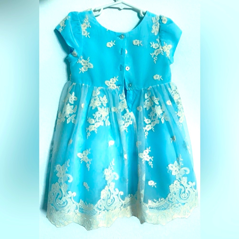 PIPPA & JULIE Light Blue white Lace overlay Party Wedding Toddlers Dress 4